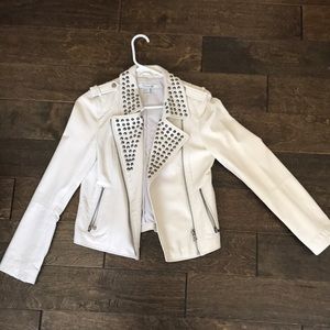 Forever 21 medium cream leather jacket with studs